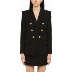 Leather Blazers Balmain Black Shawl Lapel Blazer FR