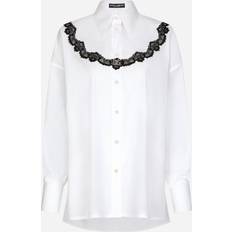 Dolce & Gabbana Shirts Dolce & Gabbana Lace-trimmed poplin shirt white