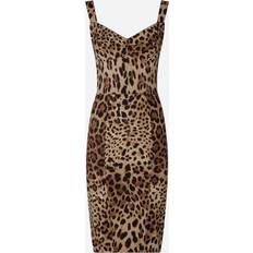 Dolce & Gabbana Robes Dolce & Gabbana Leopard-Print Cady Corset-Style Midi Dress