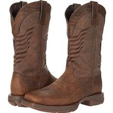 Brown - Men High Boots Durango Rebel Flag Acorn Cowboy Boots Brown