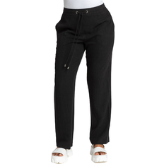 Petite linen trousers Roman Petite Linen Tie Front Trousers - Black
