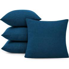 Deconovo Faux Linen Farmhouse Cushion Cover Blue (66x66cm)