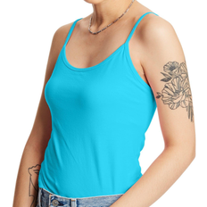 Turquoise - Women Bras Hanes Stretch Cotton Cami with Built-In Shelf Bra - Flying Turquoise