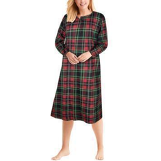 Red Nightgowns Long-Sleeve Henley Print Sleepshirt - Classic Red Plaid