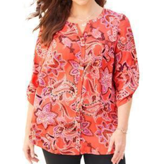 6XL Blouses Catherines Breezeway Georgette Blouse - Soft Geranium Paisley Floral