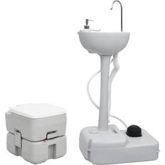 VidaXL Dry Toilets vidaXL 41.5 x 36.5 x 37.5 cm Portable Camping Toilet and Handwash Stand Set Mobile Toilet Water Tank