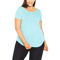 Evans Tops Evans Slub T-shirt Plus Size - Aqua