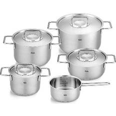 Fissler Pure Collection 9-Piece with Metal Lids Gray in Stainless Steel Cookware Set with lid 5 Parts