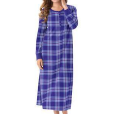 Thermal Henley Nightgown Plus Size - Ultra Blue Plaid