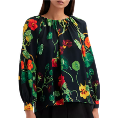 Oscar de la Renta Nasturtium Satin Back Crepe Blouse