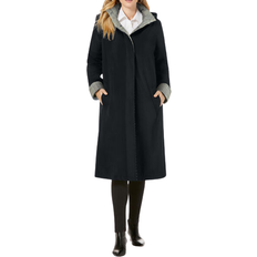 Jessica London Rain Clothes Jessica London Contrast Hood Raincoat - Black Ivory Glen Plaid