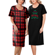 5XL Nightgowns Short-Sleeve Sleepshirt 2-pack - Red Buffalo Plaid