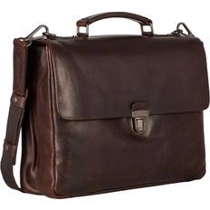 Bandoulière détachable Mallettes Leonhard Heyden roma briefcase 2 compartments aktentasche tasche brown braun