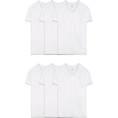 Fruit of the Loom Men's Eversoft Cotton Stay Tucked V-Neck T-shirt 6-pack - White