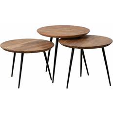 Wood Nesting Tables BigBuy Home Set of 3 Wood Metal Iron Acacia Nesting Table