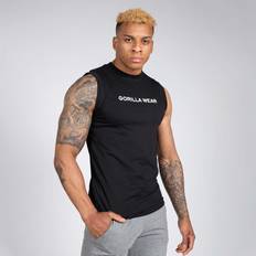 L Singleter Gorilla Wear Sorrento Sleeveless T-Shirt Schwarz Bodybuilding Sport Alltag Freizeit mit Logo Aufdruck leicht und bequem für optimale Bewegung aus Baumwolle und Elasthan