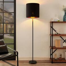 Tyg Golvlampor Lindby Nymar Black Gold Golvlampa