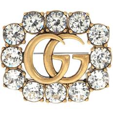 Damen - Vergoldet Broschen Gucci Double G Brooch - Gold/Transparent