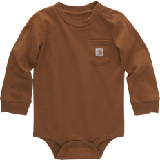 Long Sleeves Bodysuits Children's Clothing Carhartt Boy's Long-Sleeve Pocket Bodysuit - Brown