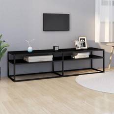 Glasses TV Benches vidaXL Cabinet Black Tempered TV Bench