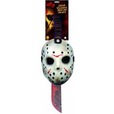 Horror-Shop Jason Machete und Maske Set Jason Eishockey Maske günstig kaufen