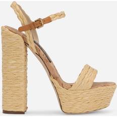 Damen - Natur Sandaletten Dolce & Gabbana Woven raffia platform sandals natural_natural