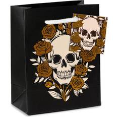 Gold Gift Bags Horror-Shop Skulls & Roses Geschenktasche 14x11cm für Gothic Geschenke