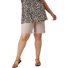 Natural Shorts Roman Curve Turn Hem Stretch Shorts - Natural