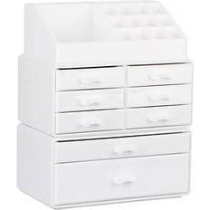 Bianco Porta trucchi Relaxdays Organizer Make-Up Con Cassetti