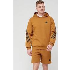 Bronze - Man Clothing Adidas Cotton Mix Hoodie with 3-Stripes on the Sleeves