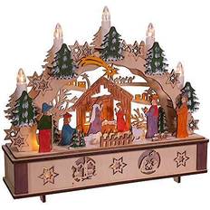 Battery operated candles Kurt Adler S. 11-Inch Battery-Operated Light-Up Wooden Nativity Scene Figurine