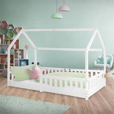 ML Design Barnsängar Fall-Out Protection Barns vit säng Trä säng 200x90cm Pine