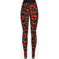 Dolce & Gabbana Leggings Dolce & Gabbana Jersey Leggings with Ciliegie Print ciliegie_fdo_nero