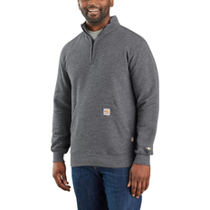 Men - Viscose Sweaters Carhartt Men's Flame-Resistant Force Loose Fit Midweight Mock Neck Sweatshirt Granite Heather