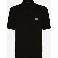 Dolce & Gabbana Wool polo-shirt with branded tag black