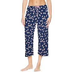 Hue Women's Basic Printed Knit Capri Pajama Sleep Pant - Medieval/Beach Chair