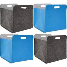 Azul Sistemas de Almacenamiento 4 Cajas Almacenaje Fieltro 33x33x38 Cesta Kallax Inserción Estanterías Gris Azúl - Grau Sistema de Almacenamiento