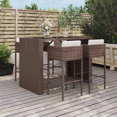 Fußablage Bargruppen vidaXL Gartenbar-Set 5-tlg mit Kissen Braun Poly Rattan Bargruppe