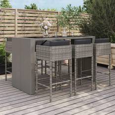 Bargruppen vidaXL 7-tlg Gartenbar-Set Mit Kissen Grau Bargruppe, 1 Tisch einschl. 6 Stühle