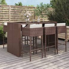Bargruppen vidaXL 7-tlg Gartenbar-Set Mit Kissen Braun Poly Rattan Bargruppe, 1 Tisch einschl. 6 Stühle
