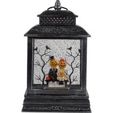 Plastic Lanterns Northlight Halloween Snow Globe Pumpkin Couple Lantern 11.5"