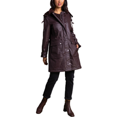 Roman Waxed Longline Hooded Coat - Chocolate