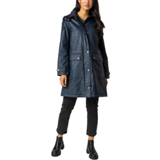 Best Coats Roman Waxed Longline Hooded Coat - Navy