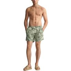 Gant Men Swimwear Gant Classic Fit Tropical Leaf Pattern Swim Shorts - Kalamata Green