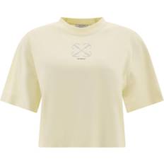 Off-White Tops Off-White Arrows-motif embellished cropped T-shirt women Cotton Neutrals