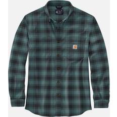 Carhartt Hemden Carhartt Men's Mens Cotton Long Sleeve Plaid Flannel Shirt Sea Pine