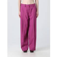 Ganni Dame Bukser Ganni Summer Suiting Relaxed Pleated Pant Kvinde Brede Ben hos Magasin Purple Wine