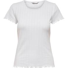 Dame - Slim T-skjorter Only Carlotta SS Top - White