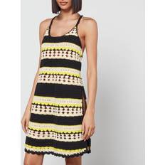 Ganni Crochet Cover-Up Slip Dress - Black/Yellow