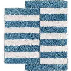 Stripes Bath Mats Garland Beach Blue, White 38x58"